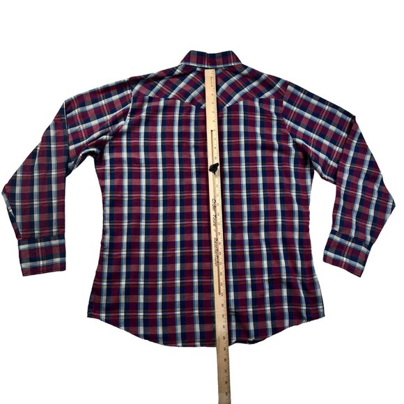 Young Bloods Shirt Men's L/S Plaid Pearl Snap Up Pockets Purple Blue Yellow L - Picture 7 of 11